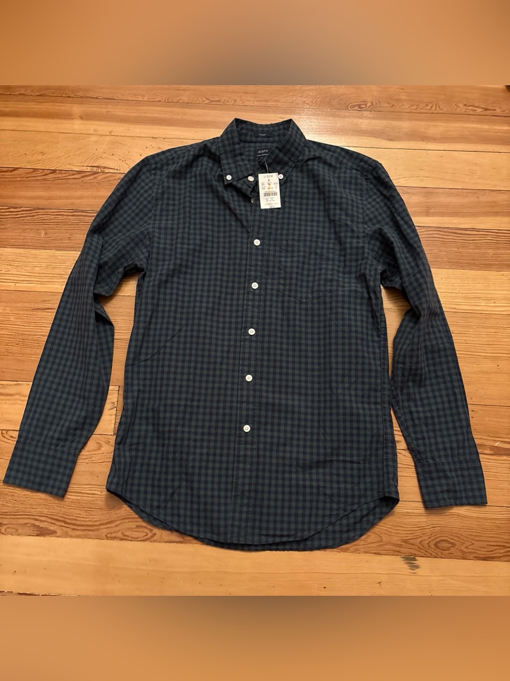 J.Crew Classic Men’s Flex Washed Size XL Blue Green BP969 Check Button Front